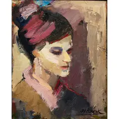 Portrait of Phyllis D. (Phyllis Diebenkorn) by Henrietta Berk, 1960, oil on canvas, sold Aug 2023