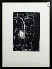 Black and White Abstraction by C. Gregory Gummersall, 1995, mixed media print, sold Jul 2023