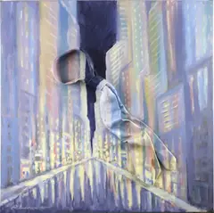 Tietown by Ron Anderson, 2011, mixed media on canvas affixed to panel, sold Jul 2023