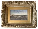 shepherd with sheep by Frank Brissot, oil on canvas, sold Jul 2026