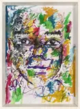 Portrait by Simphiwe Mlangeni, acrylic on canvas mounted on board, sold Jul 2025