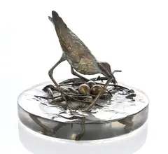 Untitled by Robert Leggat, bronze water bird and its nest, sold Jul 2025