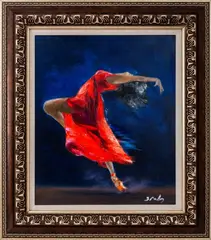Ballerina in Red by Victor Spahn, Oil on Canvas, sold Jan 2025