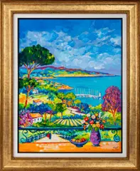 La Baie d'Agay" [Agay Bay] by Jean Claude Picot, Giclee in Colors on Canvas, sold Jan 2025