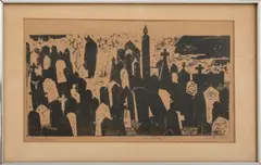 Looking Back by Ellen Rae Panero, Woodcut Print on Paper, sold Jan 2025