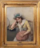 A Wistful Look by Michele Gordigiani, Oil on Canvas, sold Jan 2025