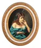 Portrait of a Woman by Anton Ebert, Oil on Oval Canvas laid on Board, sold Jan 2025