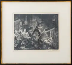 On the Fly Rail by Don Freeman, 1934, Lithograph, sold Jan 2025