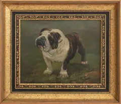 Portrait of a Bulldog by Laura E. Cassidy, Oil on Board, sold Jan 2025