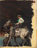 Trouble on the Trinity by A. Leslie Ross, Oil on Illustration Board, sold Jan 2025