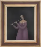 Female Flutist by Branko Bahunek, Oil on Canvas, sold Jan 2025