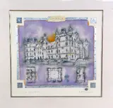a hand embellished mixed media print, signed and titled in by Kevin Blackham 'la Grand Ecole', mixed media, sold Feb 2018