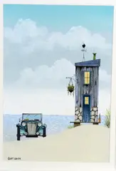 'THE BEACH HOUSE', an original painting signed by the artist in pen, mounted and by Gary Walton, oil, sold Feb 2018