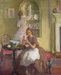 The China Ornaments Stamped with a certificate signed by S by Walter Ernest Webster, Oil on canvas, unframed, sold Dec 2016