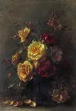 Still life of roses in a vase Signed and dated June 1912 Oil on canvas 77 x 56cm by Adeline Trier, Oil on canvas, sold Dec 2016