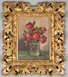 still life with roses by Alois Zabehlicky, oil on board, sold Apr 2020