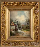 mill scene by Paul Köster, oil on board, sold Apr 2020