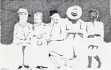 Metro Station by Charles Blackman, 1975, pen and ink on paper, sold Apr 2010