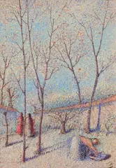 Promenade dans le Parc de Pré Long (Murol) by Victor Charreton, Pastel sur carton, sold Dec 2014