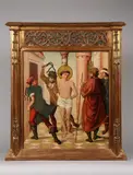 Flagellation de saint Vincent martyr by Antonio Vázquez, 1536, Panneau parqueté, panneau de retable, sold Mar 2017