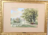Bord de rivière animée by W. S. P. Henderson, Aquarelle, sold Nov 2024