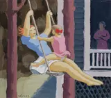 On the Swing by John Goodwin Lyman, gouache on paper, sold Mar 2021