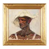 Portrait by I. K. Popov, Oil on board, sold Apr 2024