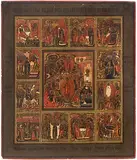 Russisch, 19.Jh by Grosse Festtagsikone, tempera, offered Dec 2017