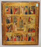 Russisch, um 1900 by Grosse Festtagsikone, tempera, sold Dec 2017