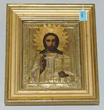 Russisch, um 1900 by Christus Pantokrator mit Oklad, tempera, offered Dec 2017