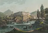 Lichtensteig by Johann Baptist Isenring, aquatint, sold Dec 2017