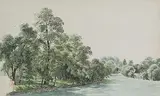 Zugeschrieben Das Aareufer bei Interlaken-Unterseen by Heinrich Rieter, watercolor, offered Dec 2017
