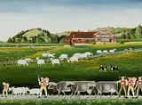 Alpfahrt, 1991 by Dölf Mettler, oil on board, sold Dec 2017