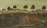 Bauernhaus mit Schweinen by J. B. Waldburger, oil on canvas, offered Dec 2017