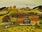 Beim Heuen by J. B. Waldburger, oil on canvas, offered Dec 2017