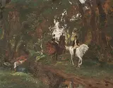 Waldstück mit Reitern", 1877 by Rudolf Koller, oil on panel, offered Dec 2017