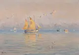 Morgenstimmung am Genfersee by Fernand Gaulis, oil on canvas, sold Dec 2017