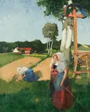 Bauernmägde auf dem Feld, um 1895/1900 by Max Buri, oil on canvas, sold Dec 2017
