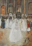 Paris, "Les Communiantes à Saint Sulpice", um 1907 by Alice Bailly, oil, offered Dec 2017