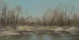 Sion depuis les îles, printemps, 1984 by Charles Menge, oil on board, offered Dec 2017