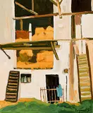 Grange à Charrat Valais", 1981 by Georges Borgeaud, oil on canvas, sold Dec 2017
