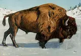 Bison in winterlicher Landschaft by Fritz Hug, oil on canvas, sold Dec 2017