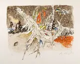 Landschaft by Alois Carigiet, 1969, color lithograph, sold Dec 2017