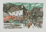 Dorfbild by Alois Carigiet, 1982, color lithograph, sold Dec 2017