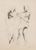 Kreon und Haimon by Hans Erni, 1949, ink, sold Dec 2017