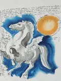 Pegasus by Hans Erni, 1976, watercolor, sold Dec 2017