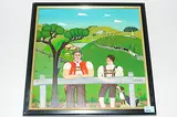 Appenzeller Bauer unterhält sich mit seinem Sohn, 1973 by H.P. Sturzenegger, oil on board, offered Dec 2017