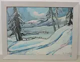 Winterlandschaft gegen Domleschg by Karl Aegerter, oil on board, offered Dec 2017