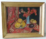 Stillleben mit Früchten und Lampionblumen, 1953 by Otto Braschler, oil on canvas, sold Dec 2017