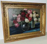 Nature morte aux roses by Charles Clément, oil on canvas, sold Dec 2017